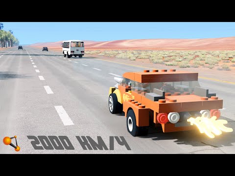 Видео: СМЕРТЕЛЬНЫЙ РАЗГОН! ЛЕГО МАШИНКА 1000 Л.С. | BeamNG.drive