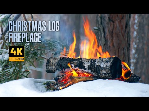 Видео: 4K🎄Рождественский камин 🔥 Зимний лесной костер и падающий снег