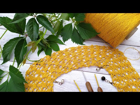Видео: Платье крючком из желтого льна. Часть 3. Подрезы.