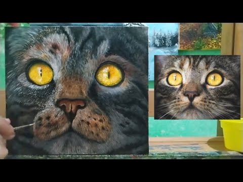Видео: Как нарисовать кота маслом|учимся рисовать кота|поэтапно|How to draw a cat with oil