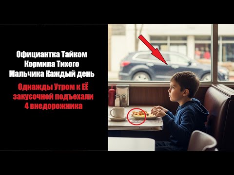Видео: Официантка тайком кормила тихого мальчика каждый день.Утром к её закусочной подъехали 4 внедорожника