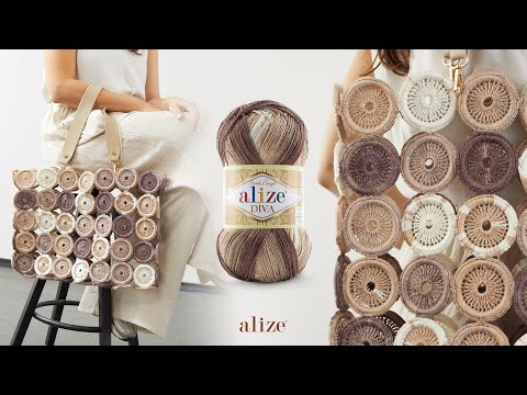 Видео: Сумка с мотивом кольца крючком из Alize Diva Batik