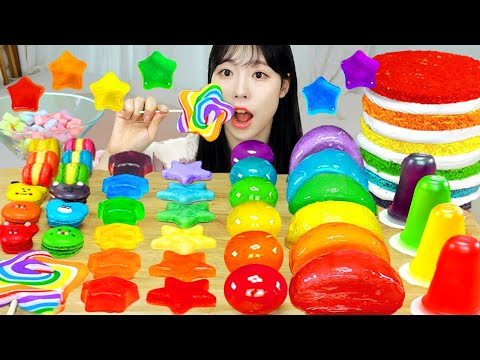 Видео: АСМР МУКБАНГ | Радужные десерты (Зефир Тангулу, Кохакуто, Желе, Макарон, Пирожное, МАЛЛОУ ПОП).