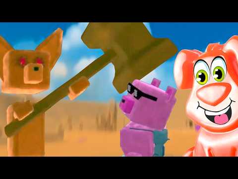 Видео: Розовый поросёнок в игре Super Bear Adventure вместе с желейным псом Стасиком.