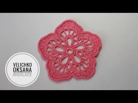 Видео: Цветок для ирландского кружева крючком. Irish lace.