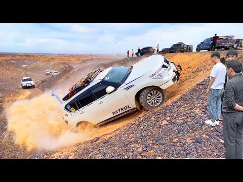 Видео: Nissan Patrol 5.6L против Land Cruiser Team потрясающее вождение по бездорожью