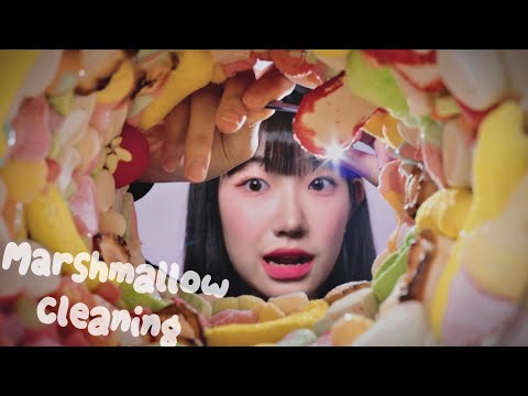 Видео: Очистка ушей ASMR, а не очистка маршмеллоу. Нет разговоров mukbang asmr