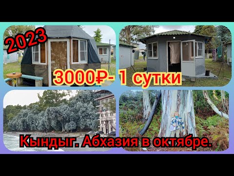 Видео: Снять не дорого.Домики  или бунгало на побережье Кындыг.3000₽в сутки. Октябрь2023. #абхазия2023.11ч.