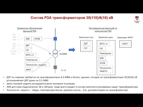 Видео: Состав РЗА трансформаторов 110/10 кВ