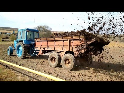 Видео: Техника из СССР. Разбрасываем навоз на МТЗ-80 РОУ-6!