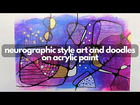 Видео: Фиолетовые оттенки линий и рисунков в стиле нейрографического искусства