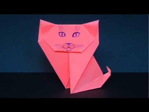 Видео: Как сделать кошку из бумаги. Оригами кошка.