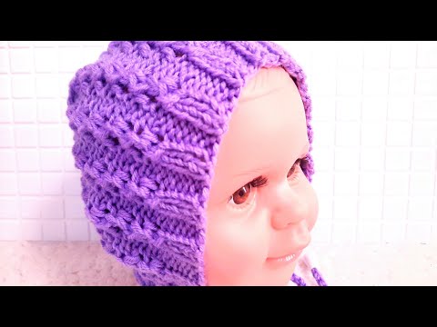 Видео: Детская шапка ( чепчик) спицами. Очень удобная! Мастер класс