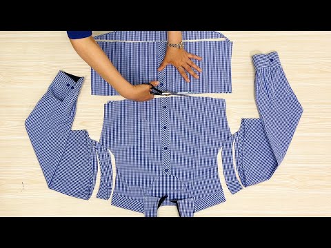 Видео: Удивительный способ превратить мужскую рубашку в женскую блузку всего за 10 минут (впечатляет)