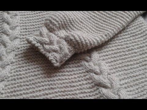 Видео: Платье спицами (платочная вязка + косы). Часть 8. Манжет