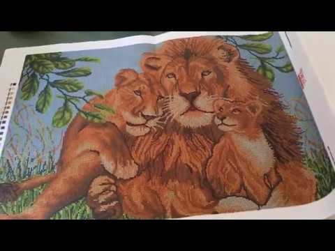 Видео: Вышивка бисером для начинающих ''Cемья львов". Oрганизация рабочего места. Закрепление нити.