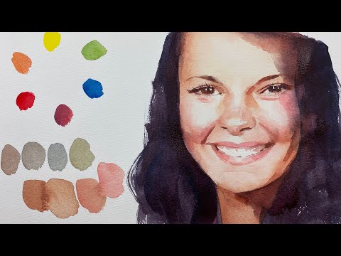 Видео: Акварель улыбающейся девушки. Урок 7 — Смешивание цветов кожи с основными цветами