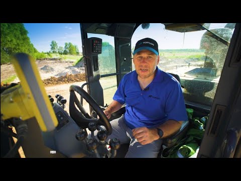 Видео: Система Topcon 3D ГНСС на Автогрейдере John Deere