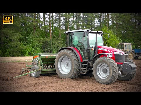 Видео: Трактор Massey Ferguson 6713 с навесной сеялкой Amazone D9 4000 - посевная 2020