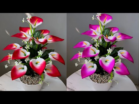 Видео: Как сделать цветок каллы лилии из полиэтиленового пакета | цветочные ремесла