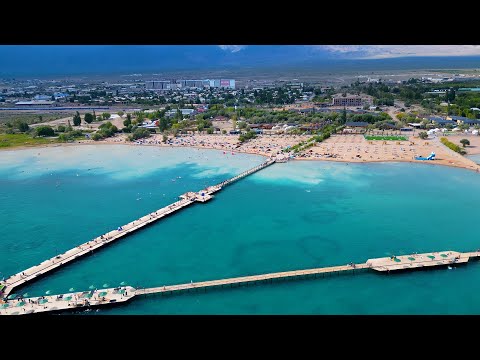 Видео: Городской пляж Балыкчы | Иссык-Куль с дрона в конце августа 2025