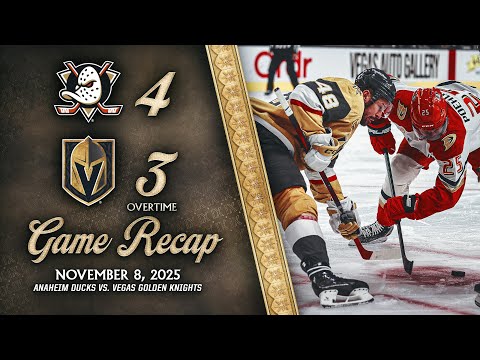 Видео: ГЛАВНЫЕ МОМЕНТЫ | «Анахайм Дакс» 4, «Вегас Голден Найтс» 3 ОТ | 8 ноября 2025 г.