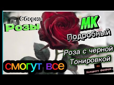Видео: Шикарная сборка невероятно красивой ярко-бардовой розы#холодныйфарфор/тонировка лепестков /мк-подроб