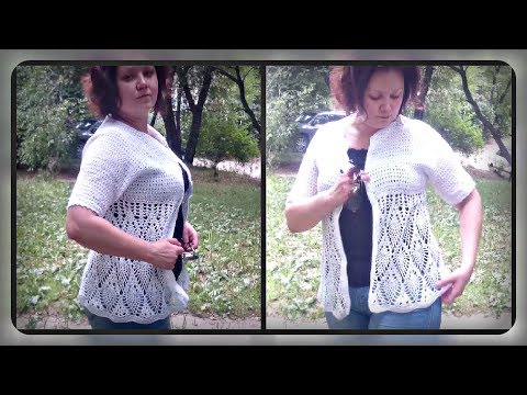 Видео: ажурный женский жакет ананасами. часть 1