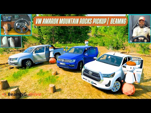 Видео: Тест-драйв Volkswagen Amarok | Собираем большие камни в горах | BeamNG Convoy + Logitech G29