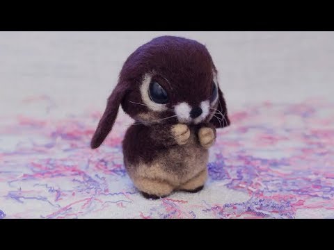 Видео: Пошаговый мастер-класс по сухому валянию из шерсти, для начинающих. Как сделать забавного кролика.