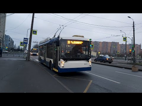 Видео: Троллейбус, маршрут №33 (сокращённый) ТролЗа-5265.00 "Мегаполис" б.3512 (05.12.2020) Санкт-Петербург