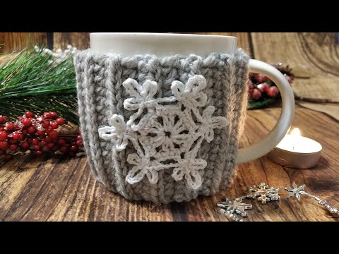 Видео: НОВОГОДНИЙ ЧЕХОЛ НА КРУЖКУ крючком/ МК/ KNITTED COVER ON a MUG hook.