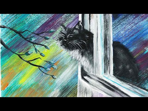 Видео: Рисуем мартовского кота гуашью. Как нарисовать весну. Рисуем пейзаж поэтапно. Рисуем запах весны.
