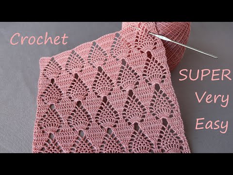 Видео: SUPER EASY Beautiful Pattern Crochet  СУПЕР легкий УЗОР "Ананасы' вязание крючком для начинающих