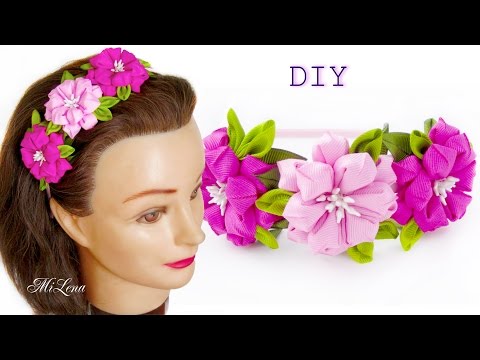 Видео: ОБОДОК КАНЗАШИ, МК / DIY Kanzashi Headband