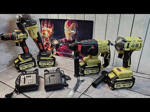 Видео: Feng Bao kit 4in1/Feng Bao набор 4в1 (перфоратор SDS, шуруповёрт 13 мм / ушм 125 / Гайковёрт 650 нм)