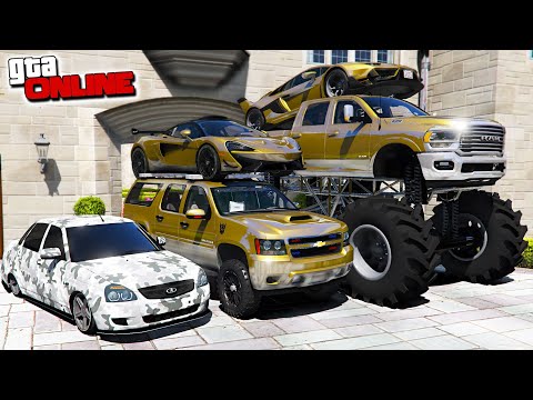 Видео: УГНАЛ КУЧУ ЗОЛОТЫХ ЧИТ ТАЧЕК И МОНСТР ТРАК У МАЖОРА ЗА 180 СЕКУНД! БИТВА ВОРОВ В ГТА 5!