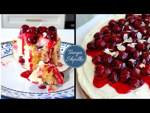Видео: Вишневый Пирог С Кремом и Ягодным Соусом! | Sour Cherry Cake with Cream Cheese Frosting