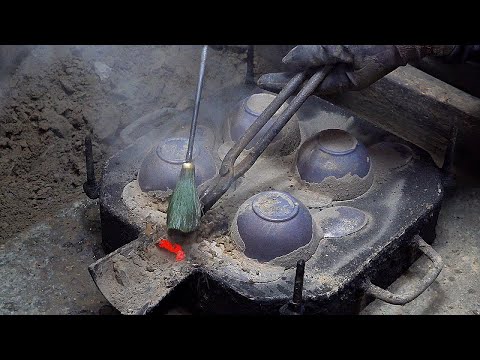 Видео: Процесс изготовления латунных стаканов отечественного производства. Традиционная фабрика медных чаш