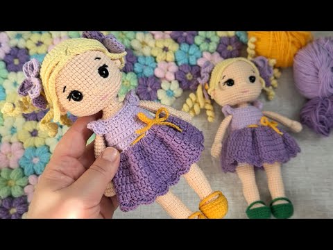 Видео: Кукла фиалка // Часть 4 // Вяжем платье, туфли и цветочки //Подробный попетельный мастер класс //