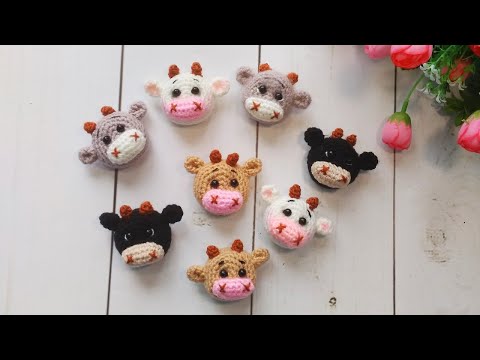 Видео: Магнит Коровка . Как связать брошь Бурёнка . Amigurumi bull .Часть 1
