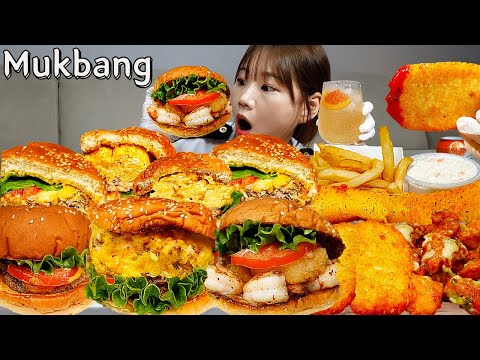 Видео: Sub)Real Mukbang- 3 Бургера (креветки, говядина, яичный бургер) 🍔 Курица, картофель фри🍗КОРЕЙСКАЯЕДА