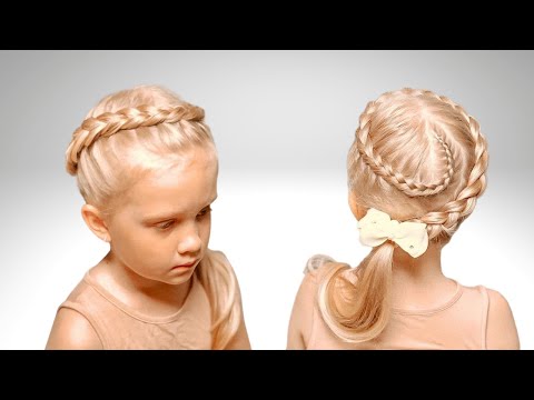 Видео: Прическа с ободком из косы. Прически для девочек