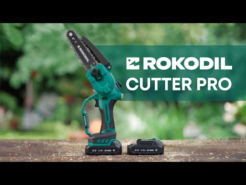 Видео: Аккумуляторная цепная мини-пила Rokodil Cutter Pro. Бесщеточный двигатель, 700 Вт, 6", 2 АКБ на 2 Ач