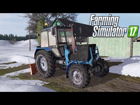 Видео: [РП] ПЕРВЫЙ СНЕГ НА КУРАЕ! РАСЧИСТКА СНЕГА НА МТЗ-82.1! FARMING SIMULATOR-17