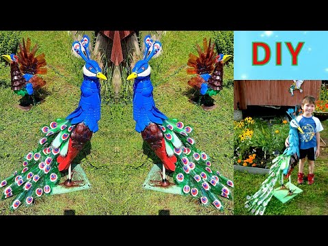 Видео: Как сделать павлина из пластиковых бутылок.  Скульптуры для сада. DIY a peacock. +описание работы