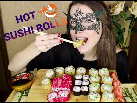 Видео: ASMR Суши-сет роллы темпура /ASMR Mukbang Hot Sushi rolls