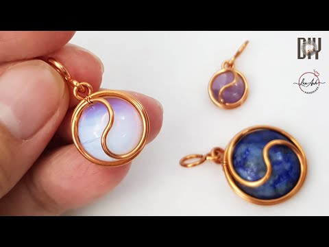 Видео: Простая подвеска Инь Ян с круглым камнем кабошон - проволочные камни без отверстия 527