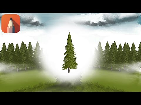 Видео: Создание леса с одним деревом (руководство по слоям Autodesk Sketchbook Mobile)