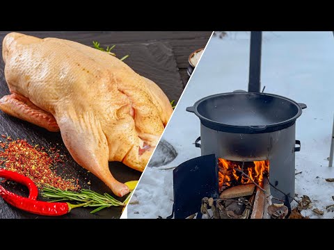 Видео: Мясо тает на языке! Гусь в казане по деревенски на костре.